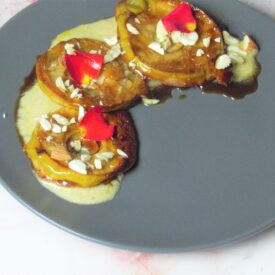 Apple jalebi with rabadi - whole food plant based - Poshak Life