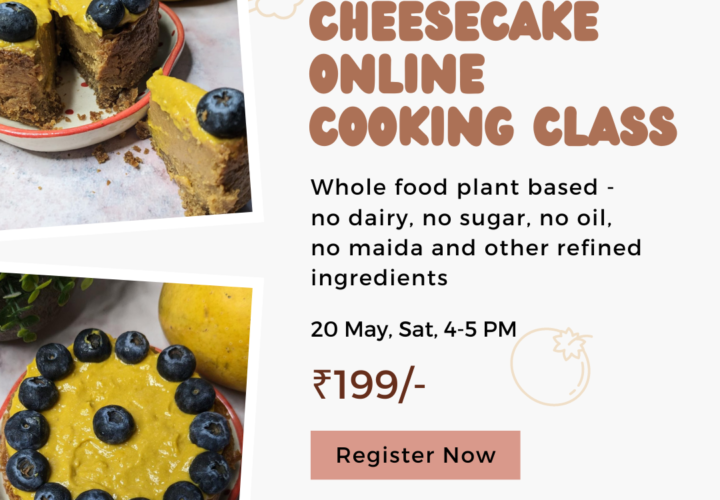 Mango cheesecake online cooking class - whole food plant based - Poshak Life