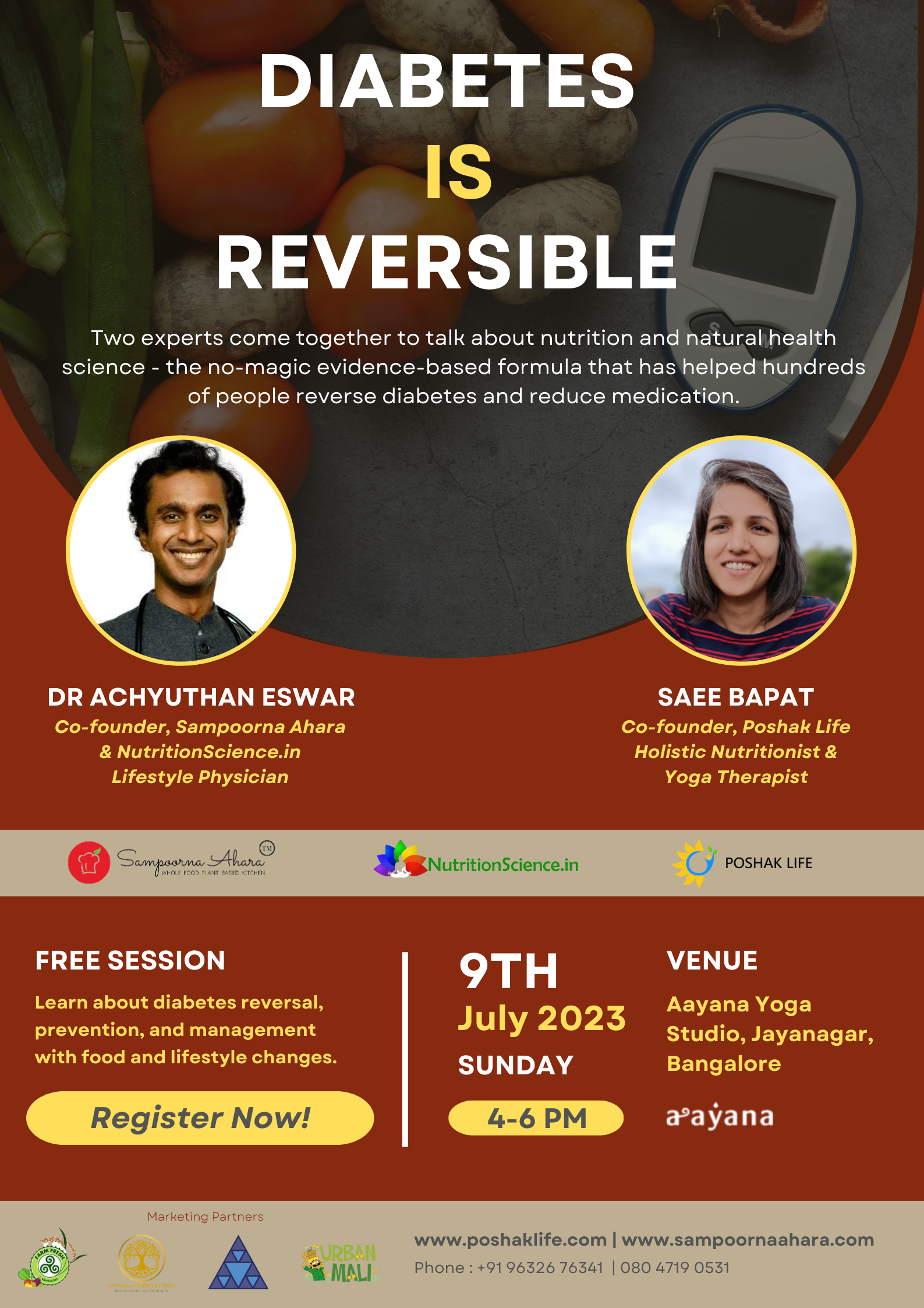 Diabetes Is Reversible - Free Session, Poshak Life & Sampoorna Ahara